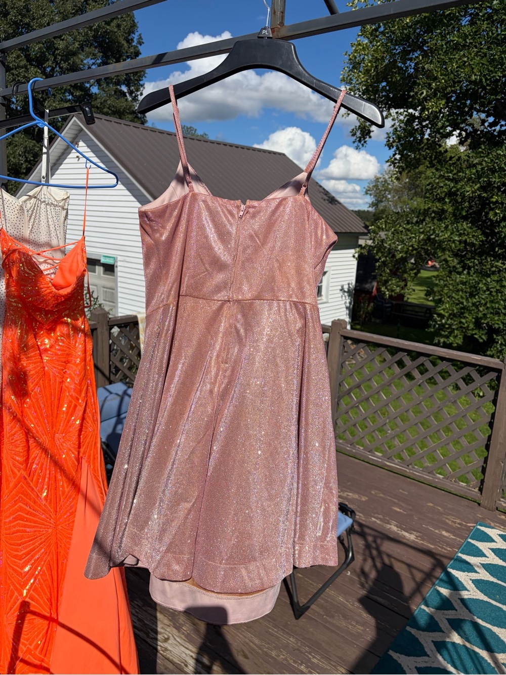 Sparkling Pink A-Line Spaghetti Strap Dress
